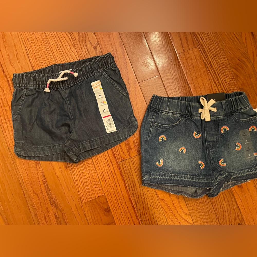 NWT 3T two pairs of denim shorts. Baby Gsp & Jumping Beans Denim Casual Shorts